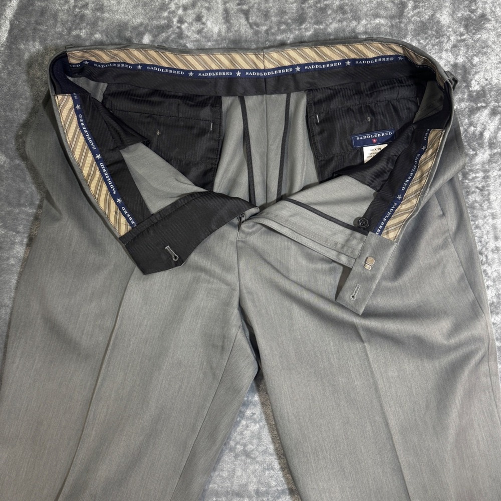 Saddlebred Mens Gray Dress Pants Flat Front Trousers 40x29 10-10834 Business‎ - Picture 7 of 8